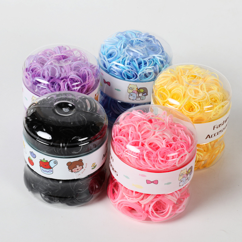 Korean-Style Colorful Children's Disposable Rubber Band Boxed Strong Pull Continuous Hair Rope Girls' Hair Tie Hair Band High Elastic Hair Band