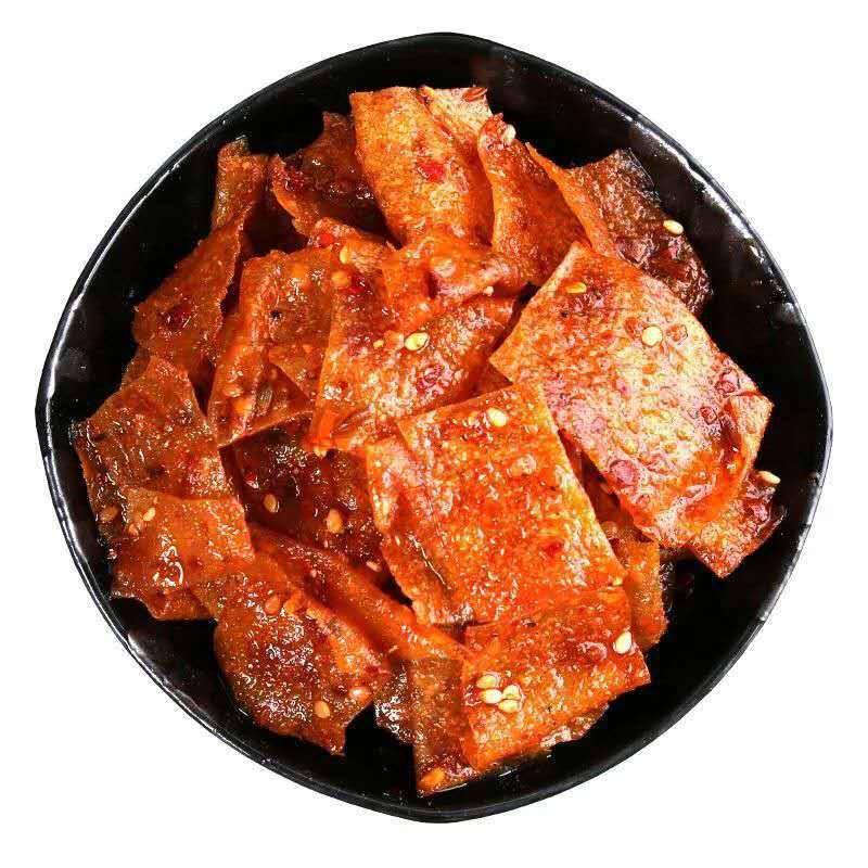 豆卷辣条湖南平江土特产香辣泡泡豆干酱干豆皮薄片125克8包1份厂