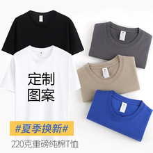 220克精梳纯棉圆领T恤工作服团体服班服文化衫公司聚会刺绣印LOGO