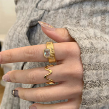 设计师细波浪戒指女 时尚个性冷淡风齿轮纹路镀18K金食指环ins潮