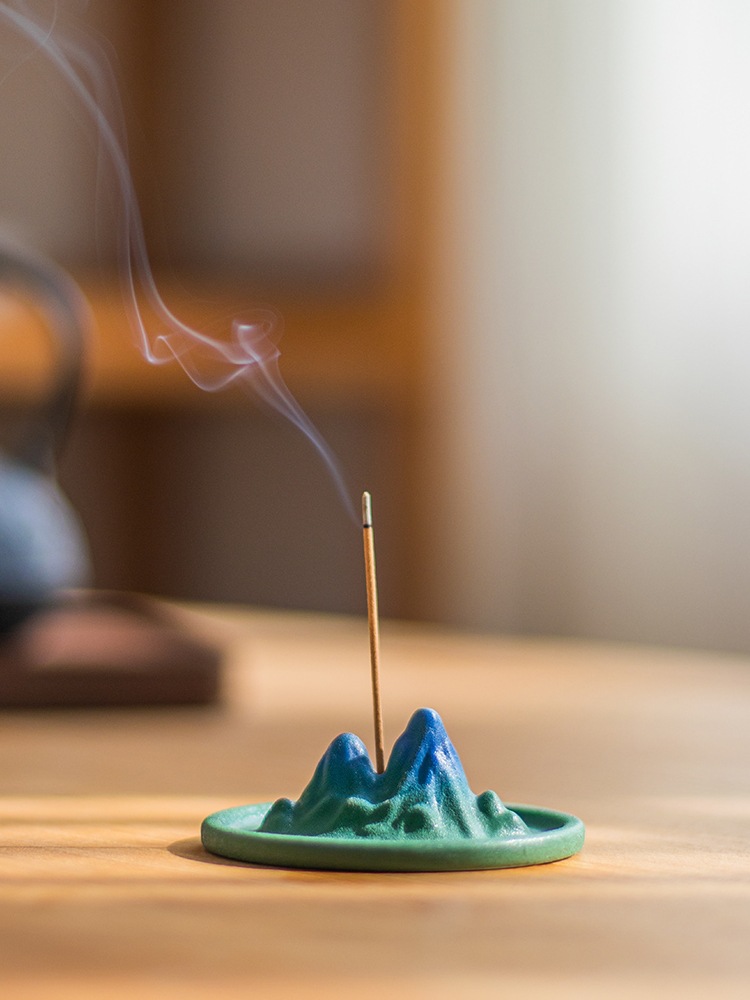 千里江山陶瓷线香插香座香器香炉点香盘香立薰香家用室内禅意摆件