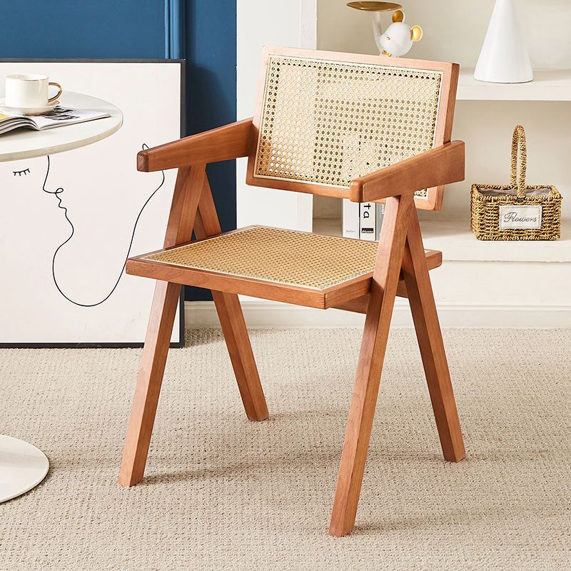 扶手凳藤编靠背椅子家用阳台休闲办公椅民宿椅子昌迪加尔扶手椅