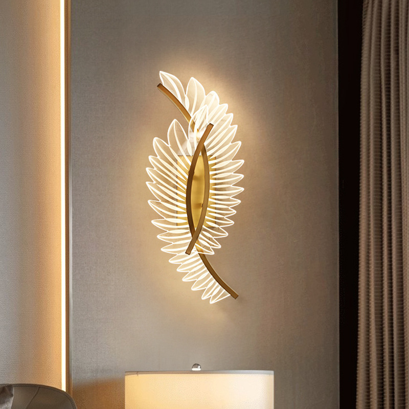 Nordic Led Wall Lamp Feather Wings Designer Artistic Living Room Wall Light Bulb Bedroom Bedside Lamp Room Lighting