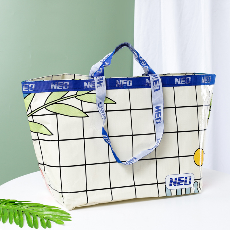 Pp Film Portable Woven Bag Order Color Printing Shopping Bag Boat Type Composite Boat Type Snakeskin Woven Bag Wholesale