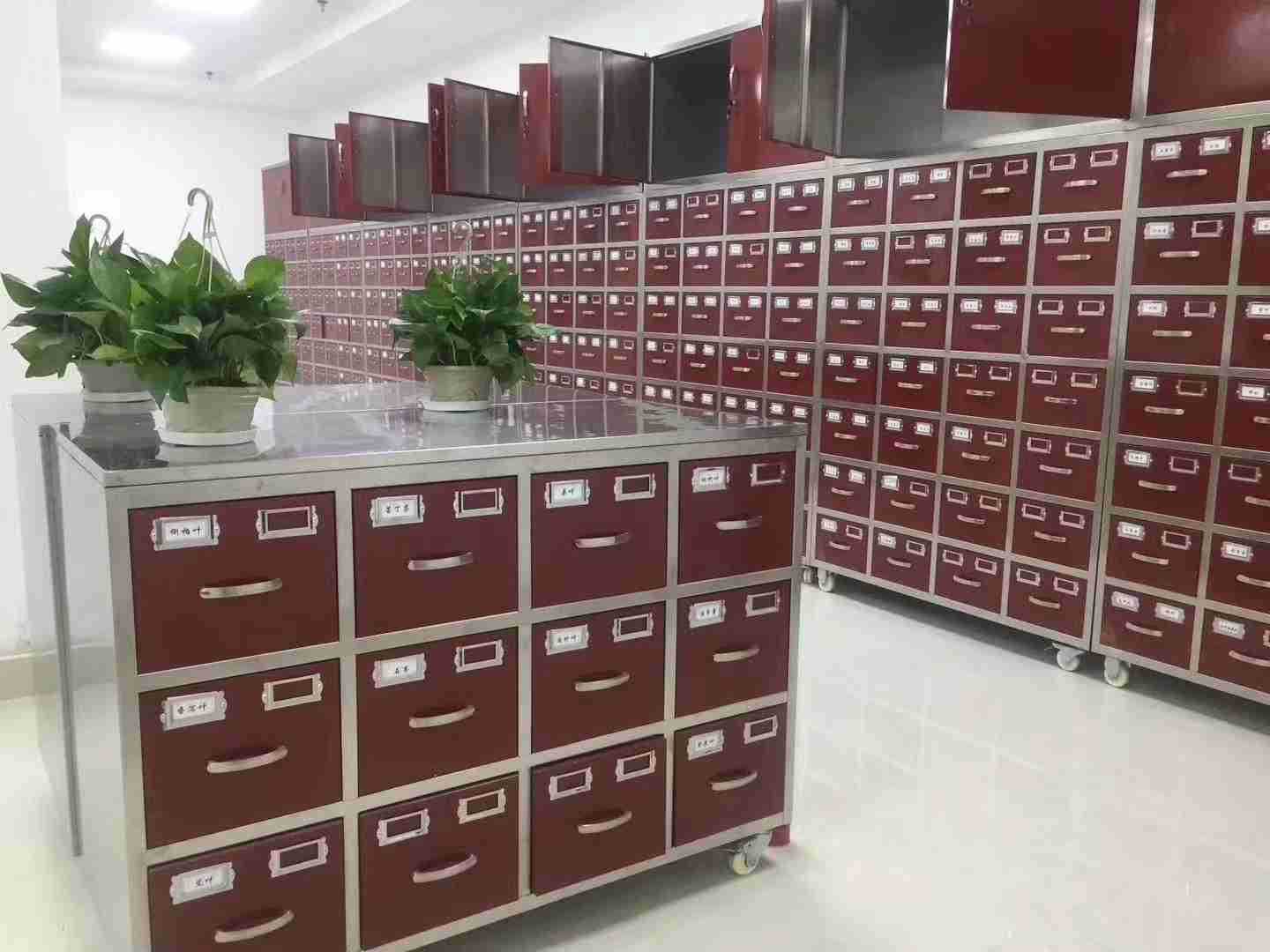 钢制中药柜调剂台药柜中药架配方颗粒柜药柜多斗柜仿古中药柜金属