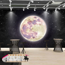 3d立体工业风宇宙星空墙纸卧室电视背景墙布酒吧餐厅拍照月球壁纸