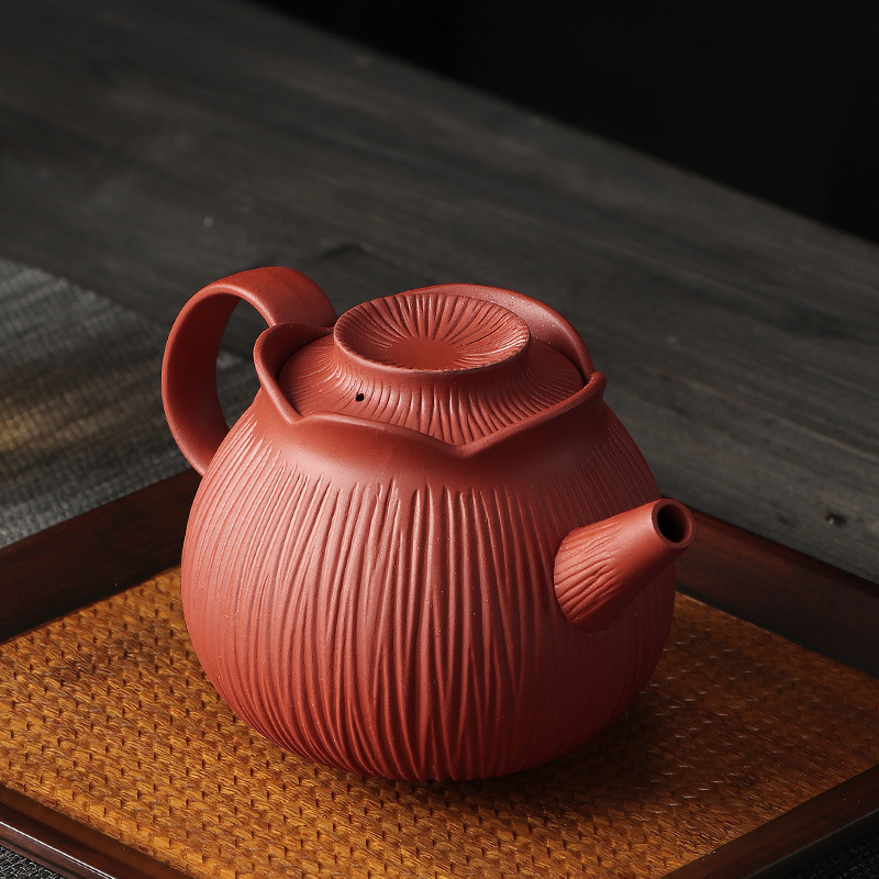 原矿红泥紫砂壶茶壶功夫茶具泡茶养茶壶复古家用送礼单壶球孔过滤