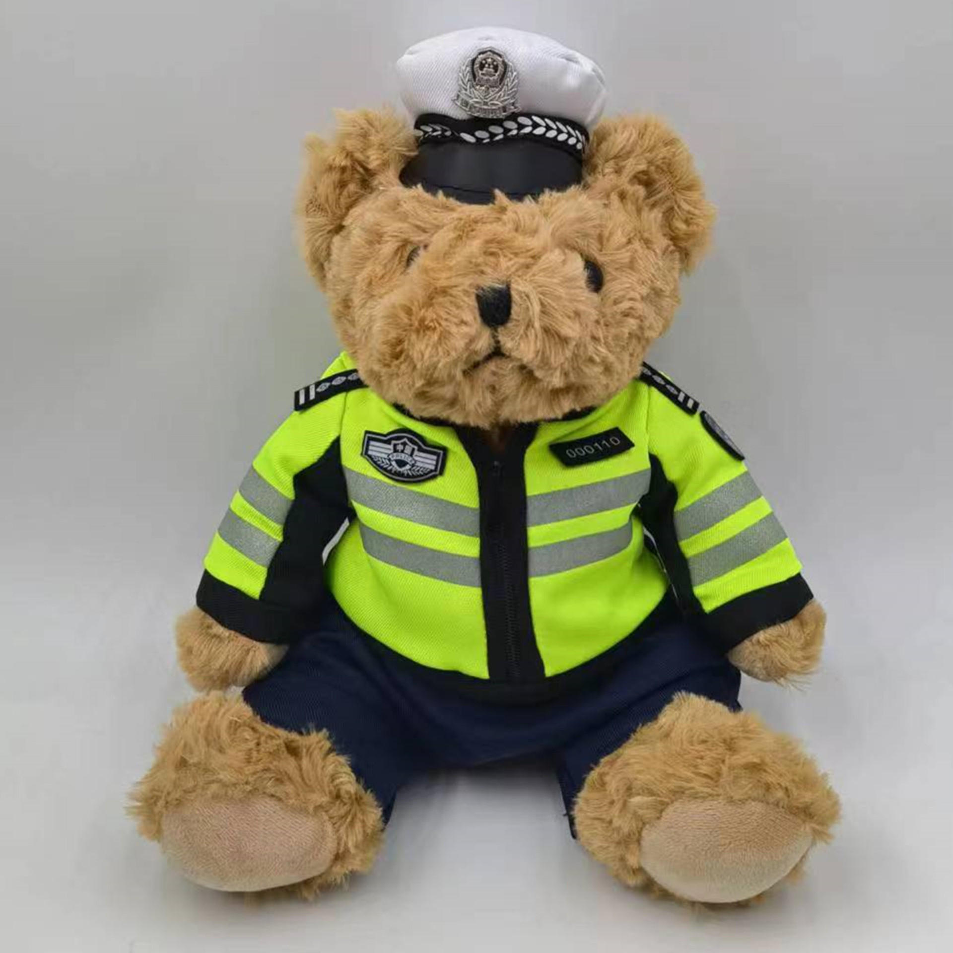 警察小熊公仔可爱骑铁警官反光骑行服毛绒玩具礼物交警小熊玩偶