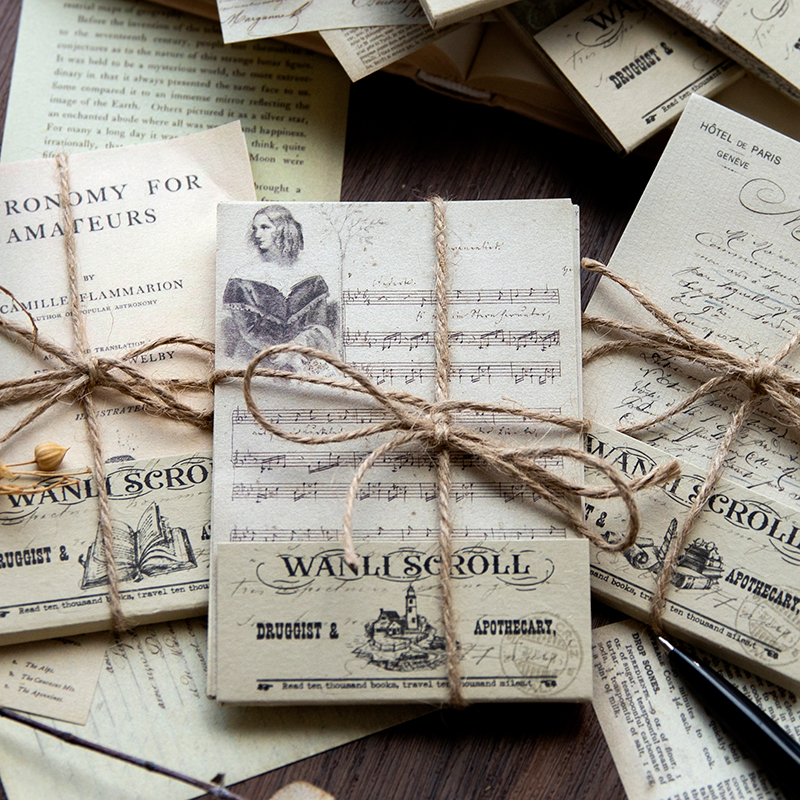 郭珂小众欧美式复古ins风地图英文报纸书信手帐素材纸便签无粘性