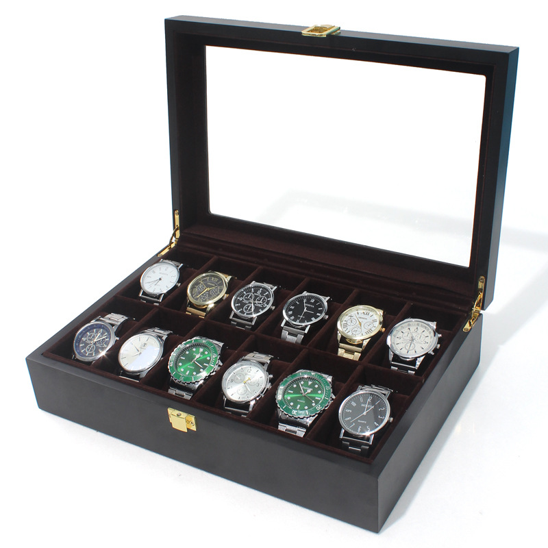 Advanced Transparent Paint 12-Grid Watch Box Home Wooden Box Exquisite High-End 12-Bit Storage Box Watch Display Box