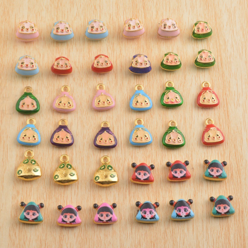 端午节diy饰品配件合金滴油小粽子五彩绳手链配饰粽宝宝吊坠批货