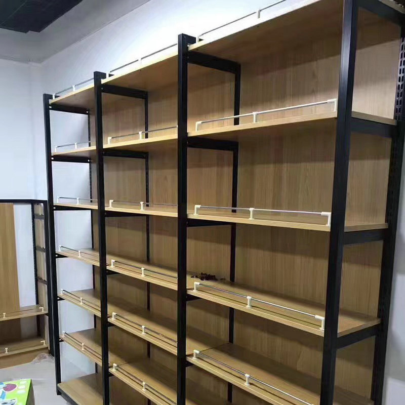 钢木超市货架 化妆品展示柜单面样品零食陈列置物架便利店货柜