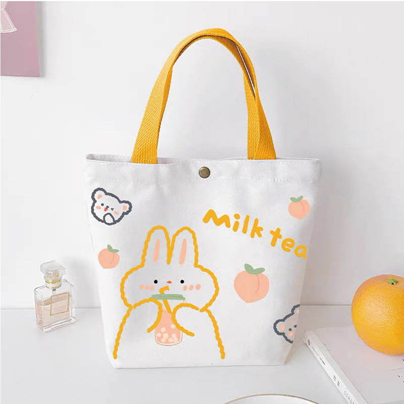2021 Student Canvas Bag in Stock Portable Shopping Gift Bag White Ins One-Shoulder Crossbody Canvas Bag for Women