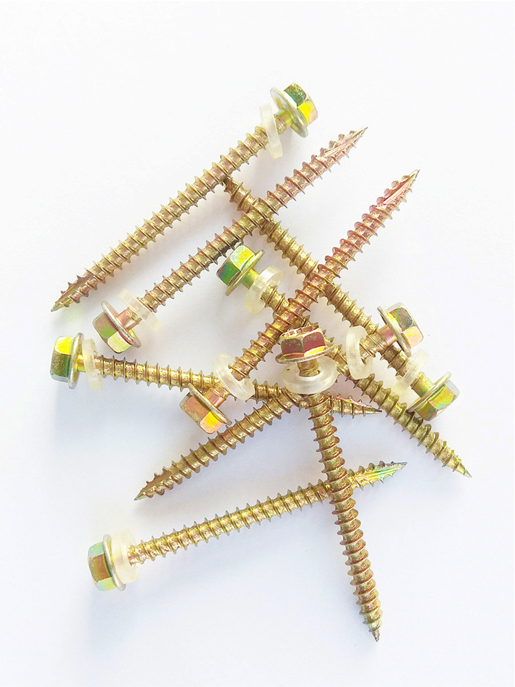 Wood Screw Self-Threading Pin Wood Outer Hexagon Pointed Drill Tail Screw Resin Tile Colored Steel Tile Cutting Tail Slot Non-Standard