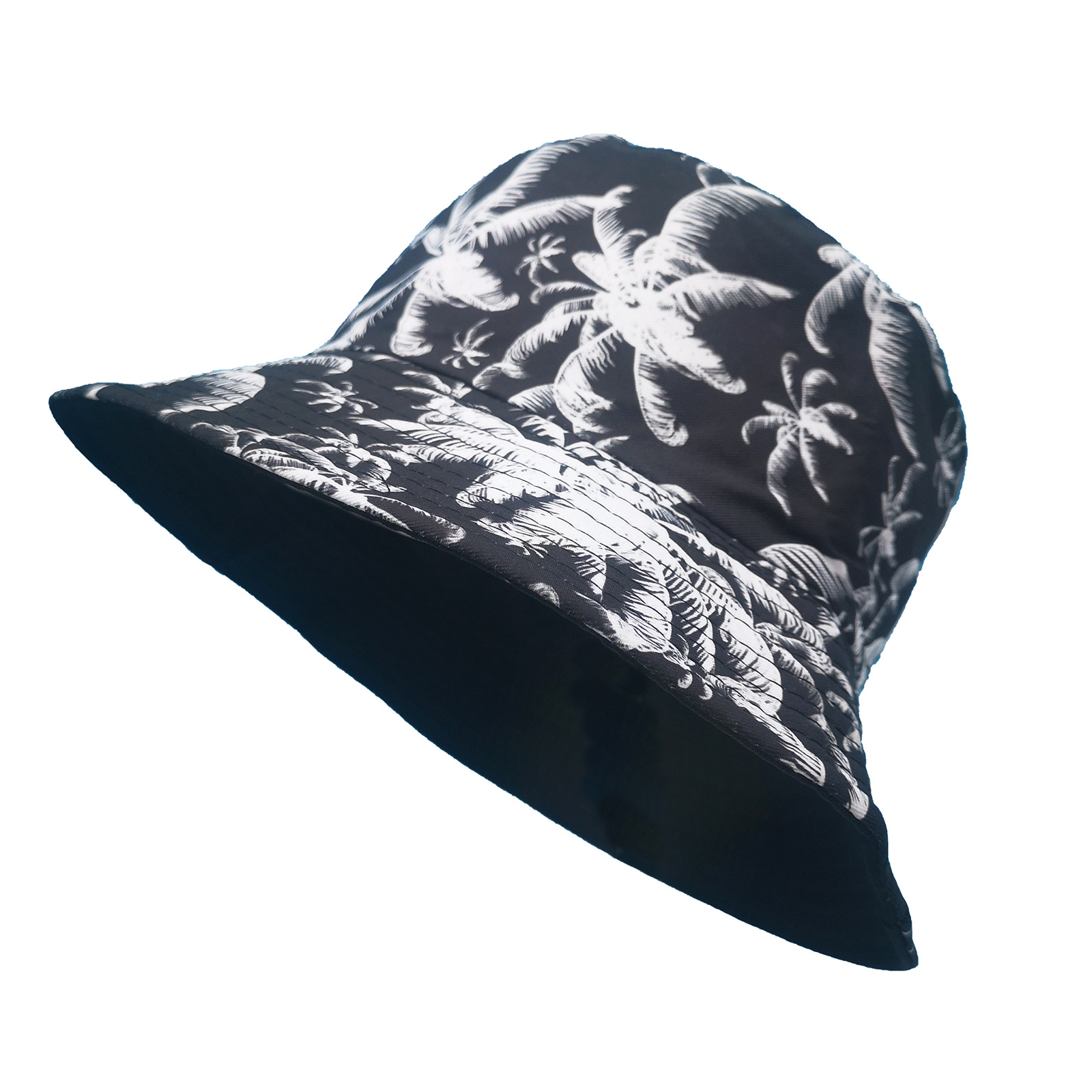 2022 New Spring Coconut Printing Reversible Fisherman Hat Cross-Border Adult Casual Sun-Proof Bucket Hat