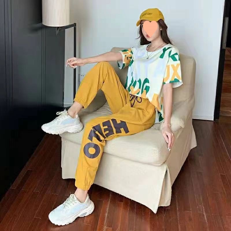 时尚运动套装女夏2024年新款气质鬼步舞宽松短袖减龄休闲两件套潮