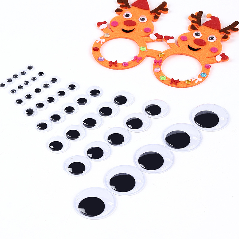 Movable Eyes Black and White with Adhesive Diy Children's Creative Toys Plastic Animal Eyes Accessories Stickers Wholesale