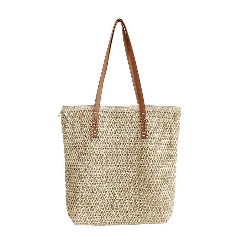 New Ins Fashion Special-Interest Woven Tote Shoulder Large Capacity Straw Woven Bag Vacation Beach Women's Bag