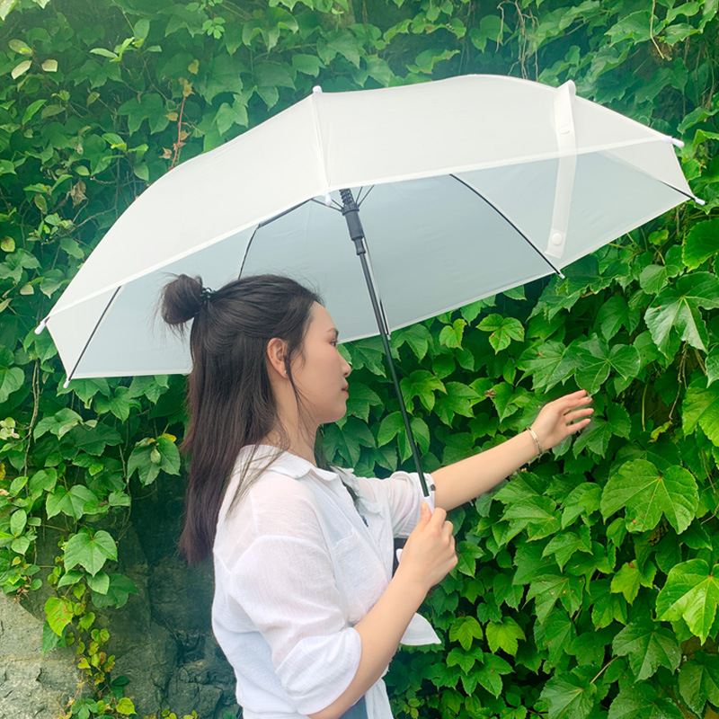 Transparent Umbrella Large Wholesale Disposable Plastic Long Handle Automatic Sunny Umbrella Printed Logo Children Advertising Gift Umbrella