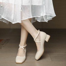 法式玛丽珍女鞋2023年新款夏季粗跟高跟鞋女小香风包头凉鞋夏单鞋
