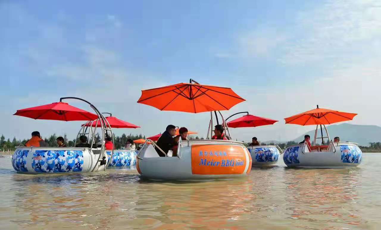 电动休闲玻璃钢烧烤船 观光船 水上bbq 休闲钓鱼游乐船 景区游船
