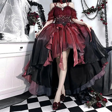 红色花嫁礼服cos服万圣节cos动漫游戏cosplay表演服演出服连衣裙