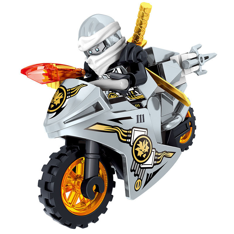 Compatible with Lego Phantom Small Particle Ninja Building Blocks Cool Motorcycle Weapon Assembling Minifigures Boy Toy 