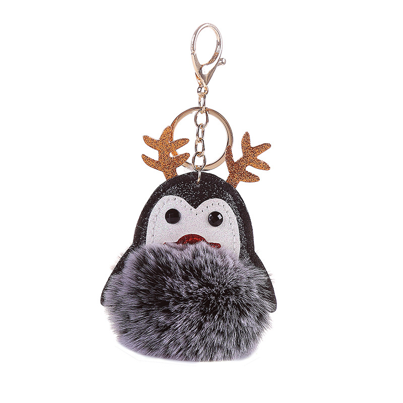 New Small Gift Penguin Imitation Fur Ball Keychain Doll Fur Ball Keychain Handbag Pendant