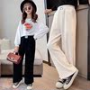 Big boy Wide leg pants girl Chenille Spring and autumn payment 2022 new pattern Korean Edition trousers girl leisure time Straight pants