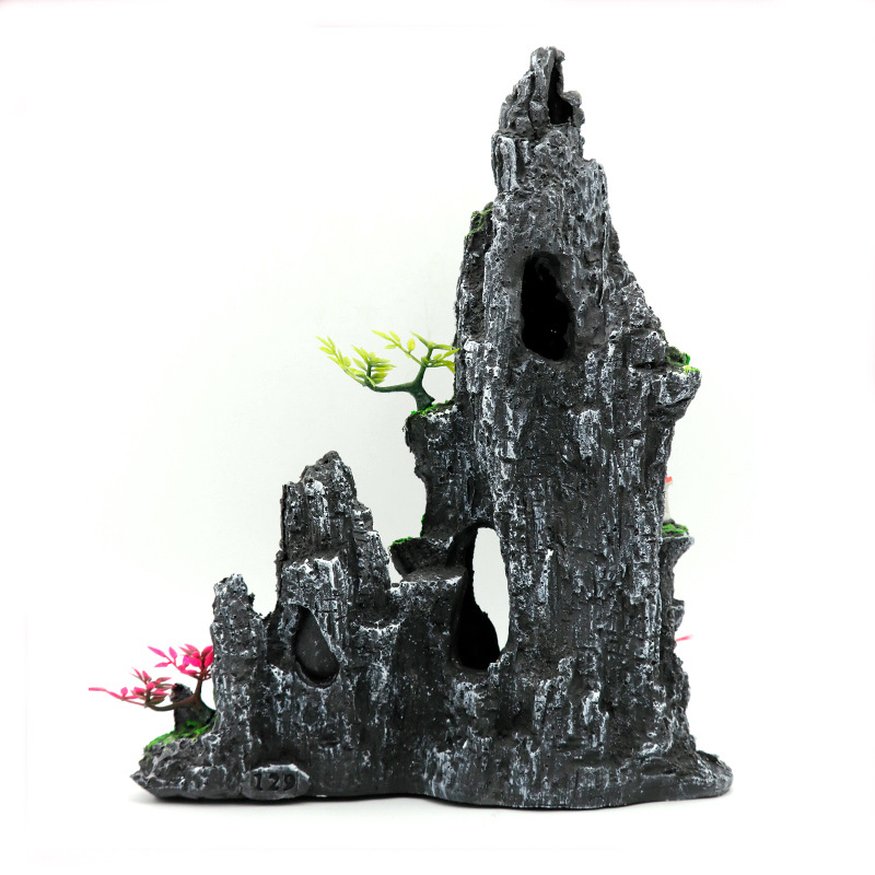 鱼缸造景大假山 中国风大假山大鱼缸造景假山 树脂工艺品摆件