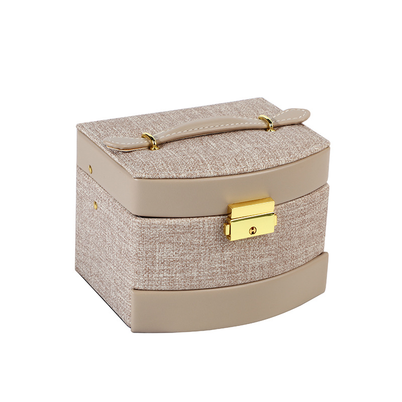 Korean Style Large Capacity Jewelry Box PU Leather Jewelry Box Three-Layer Drawer Earrings Necklace Ring Storage Box