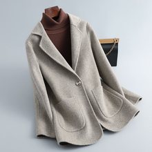 西装领羊毛呢外套小个子中长款2022年秋冬新款零双面羊绒大衣女