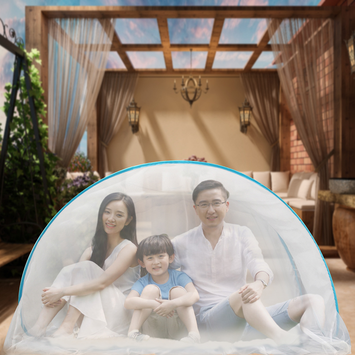 Space Capsule Double Travel Business Trip Bottomless Zipper-Free Encrypted Mesh Portable and Adjustable Size Installed Mosquito Nets