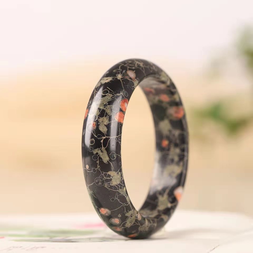 天然汝阳梅花玉手镯安山玉女款玉镯子玉石玉器饰品镯子直播货源