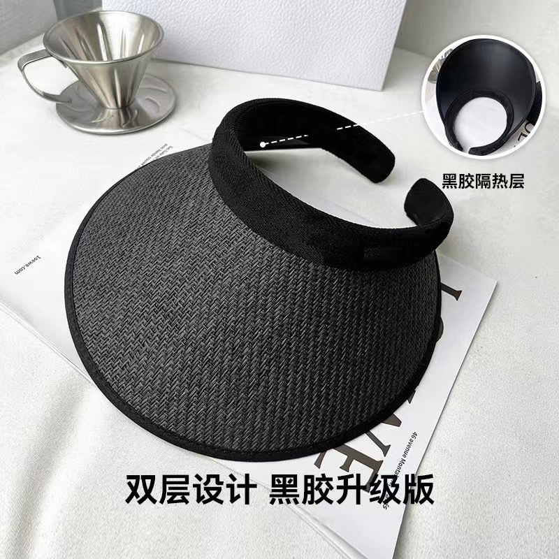 Japanese Uv Sun Protection Hat Women's Big Brim Foldable Face Covering Cycling Anti-Blowing Air Top Vinyl Straw Hat
