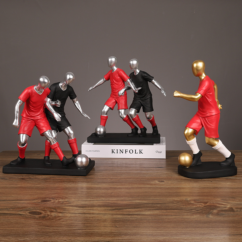 Creative Football Player Decoration Hallway Living Room Wine Cabinet Table Decoration Character Model Hand-Made Resin Crafts