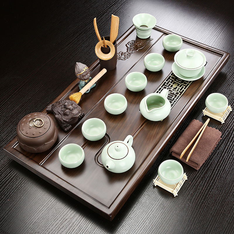 功夫茶盘小茶台排水式整套茶具套装家用实木陶瓷茶海托盘简约特价