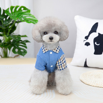 honghongpet泰迪狗狗夏装格子拼接衬衫比熊贵宾犬两脚宠物衣服