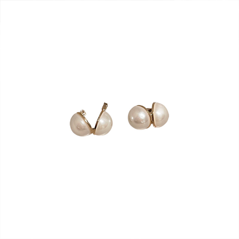 Sterling Silver Needle Rhinestone Pearl Love Heart Earrings French Entry Lux Niche High-Grade Earrings Elegant Earrings for Women