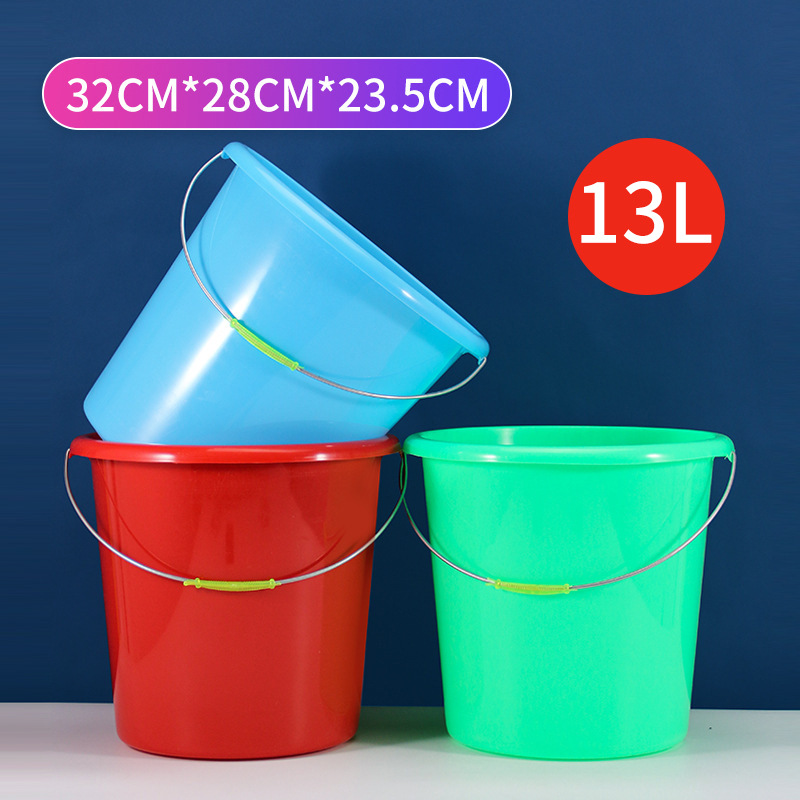 Household Plastic Bucket Outdoor Water Storage with Handle Portable Dolly Tub Red Barrel Outdoor Bucket Car Wash Plastic Bucket Wholesale