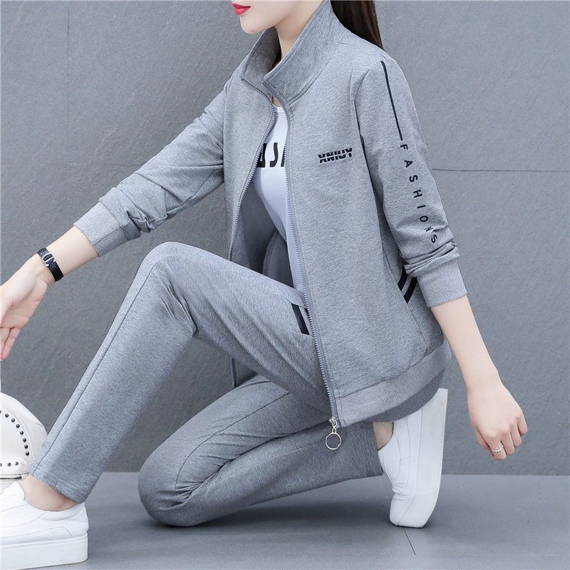 休闲运动服套装女一整套春秋2023新款潮宽松大码两三件套女装春天