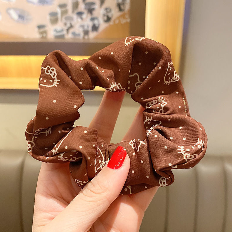 Korean Style Internet Celebrity Milk Tea Color Fabric Large Intestine Ring Hair Band Hair Rope Female Ponytail Hair String Temperament Hair Band Hair Accessories