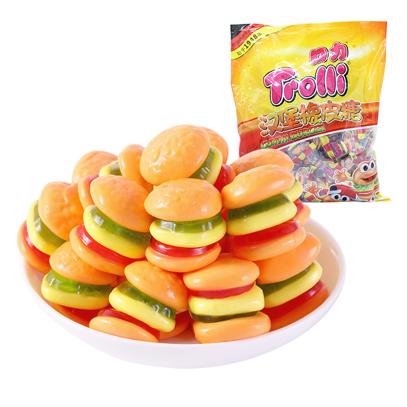 trolli德国口力汉堡橡皮糖1kg大袋儿童软糖果零食