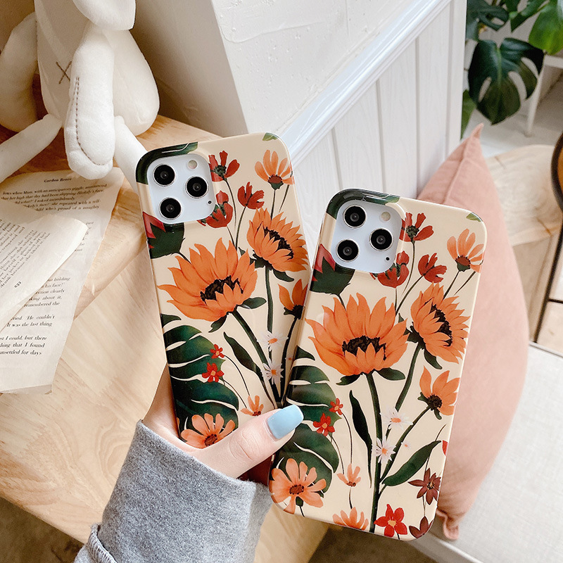 向日葵iphone12pro手机壳 适用苹果11欧美风软壳imd防摔保护套