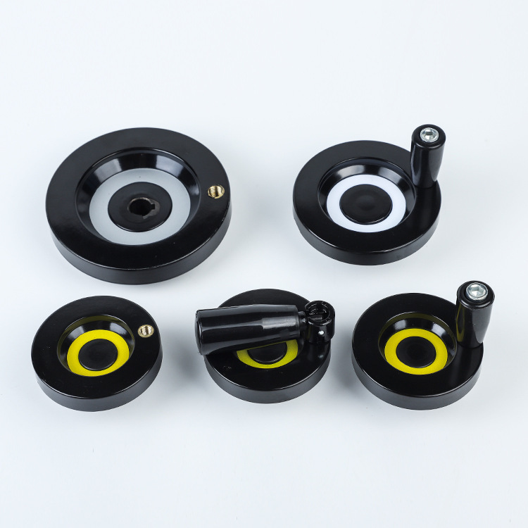 胶木圆形背波纹手轮手柄顶丝内波纹机床配件手摇轮转动63/80/100