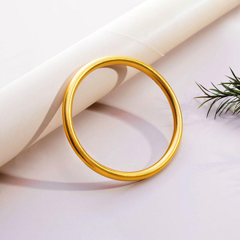 母亲节礼物999足金光面手镯纯金古法黄金镯子3d硬金手环首饰批发