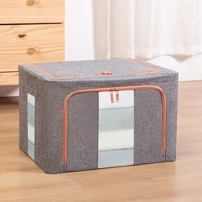 Organizer Storage Box Moisture-Proof Cotton and Linen Edge Storage Organizing Box Foldable Portable Transparent Storage Box Wholesale