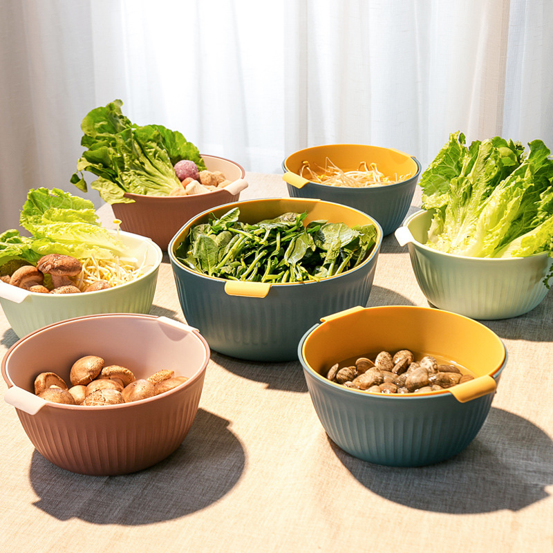 家用火锅洗菜篮蔬菜拼盘双层洗菜盆塑料沥水篮子火锅店水果盘果筐