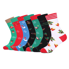 袜子定制加大码跨境圣诞袜子冬季热销圣诞树麋鹿雪人精梳棉中筒袜