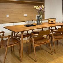 实木餐桌餐椅组合家用小户型原木饭桌长方形吃饭桌长条桌白蜡木.